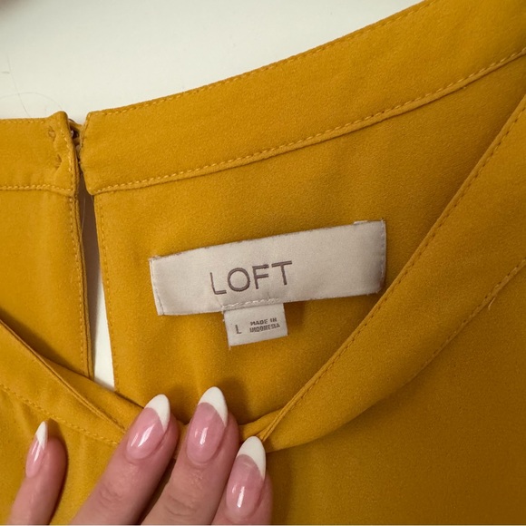 Loft Mustard Long Sleeve Pleated Detail Blouse - Picture 2 of 5